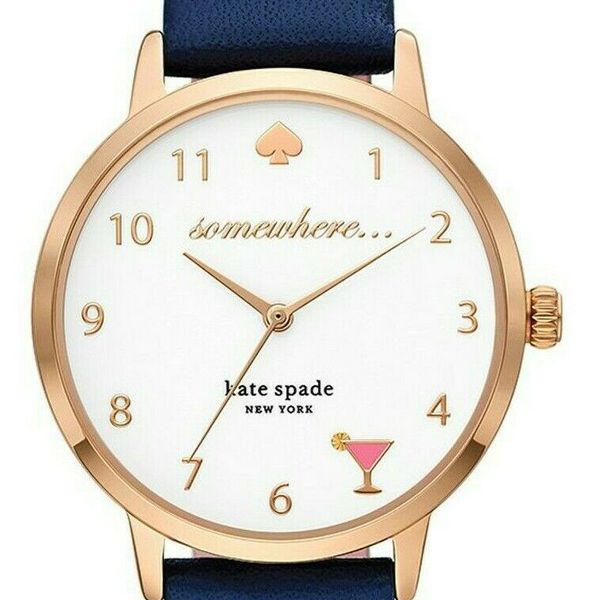 kate spade new york metro three-hand navy leather cocktail watch - KSW9051  - Watch Station