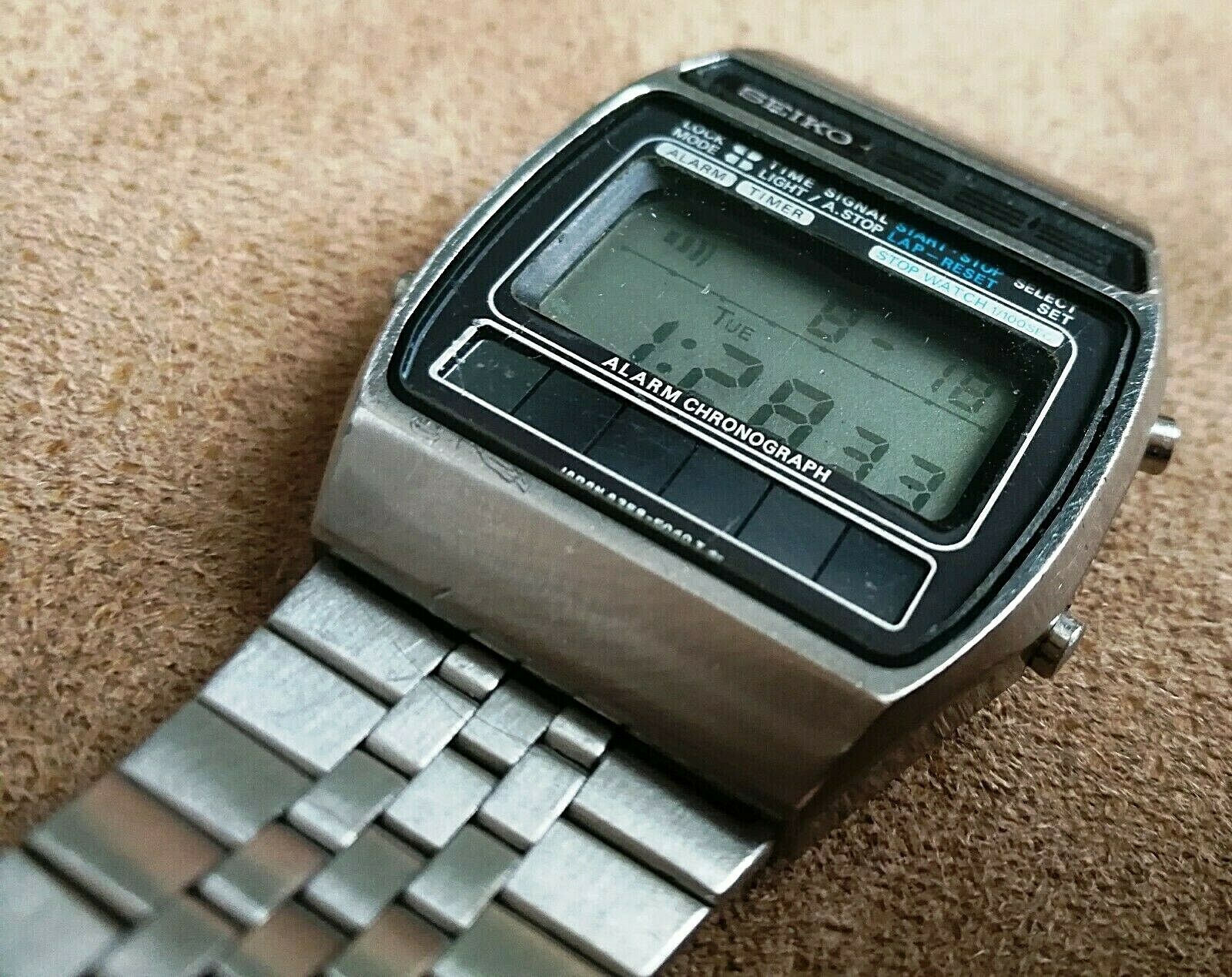 vintage seiko a258-5060 solar chronograph lcd quartz watch from