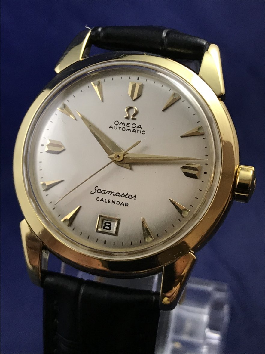 FS FULLY SERVICED 1952 Omega Seamaster Calendar Solid Gold