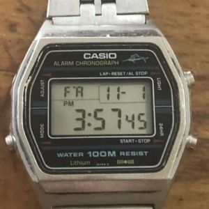 CASIO W-750 Marlin vintage lcd watch digital 100m steel 80s