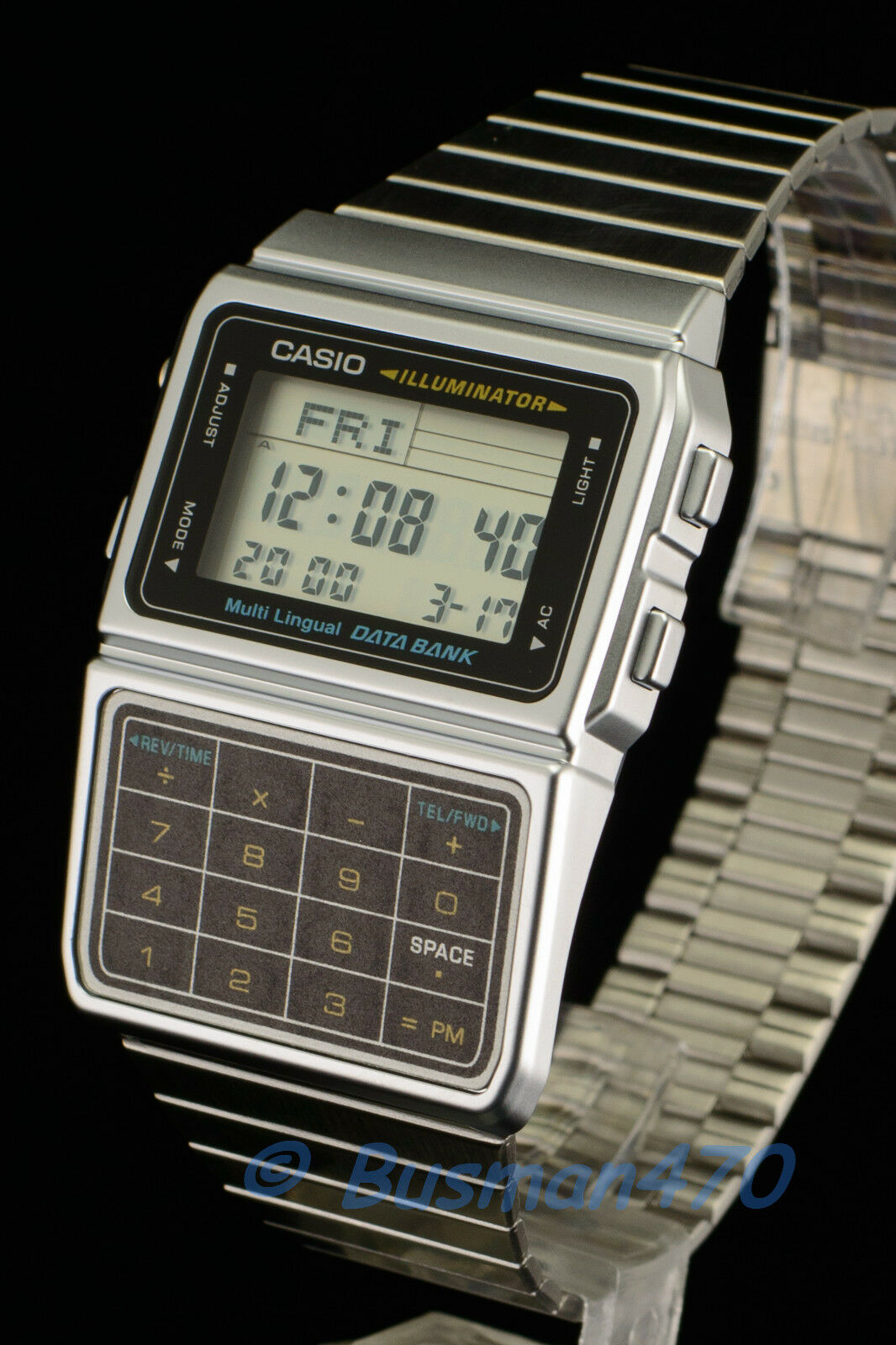 casio men's silver tone 25 memory calculator databank watch