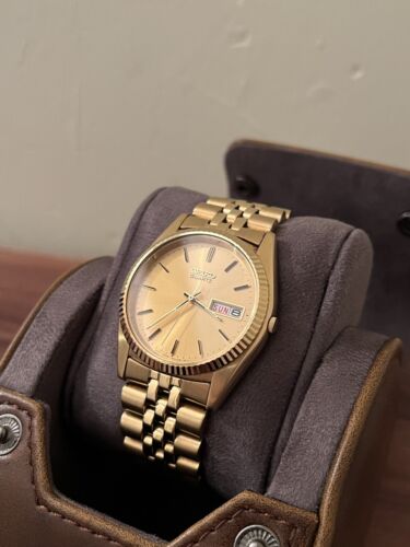 Seiko SGF206 'Date Just' 36mm Jubilee Bracelet Gold Dress Watch Fluted  Bezel | WatchCharts