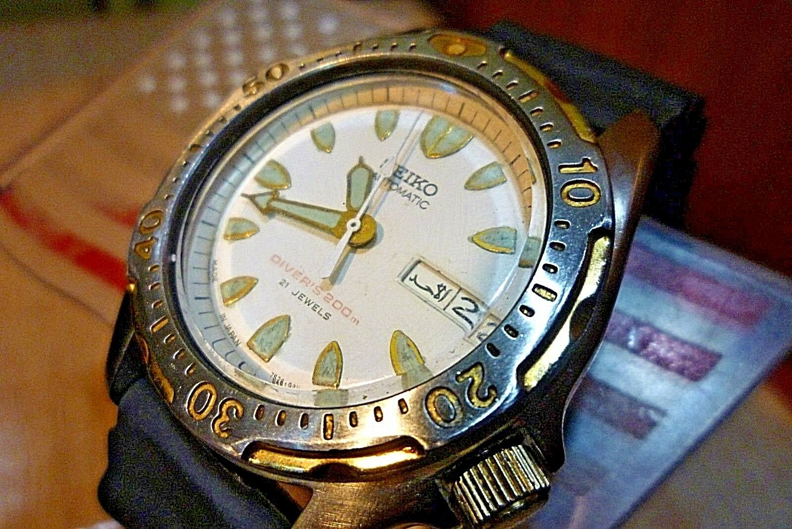 Mens Mid-size 38mm SEIKO DIVERS 200m 7S26-0010 White Automatic 21j 