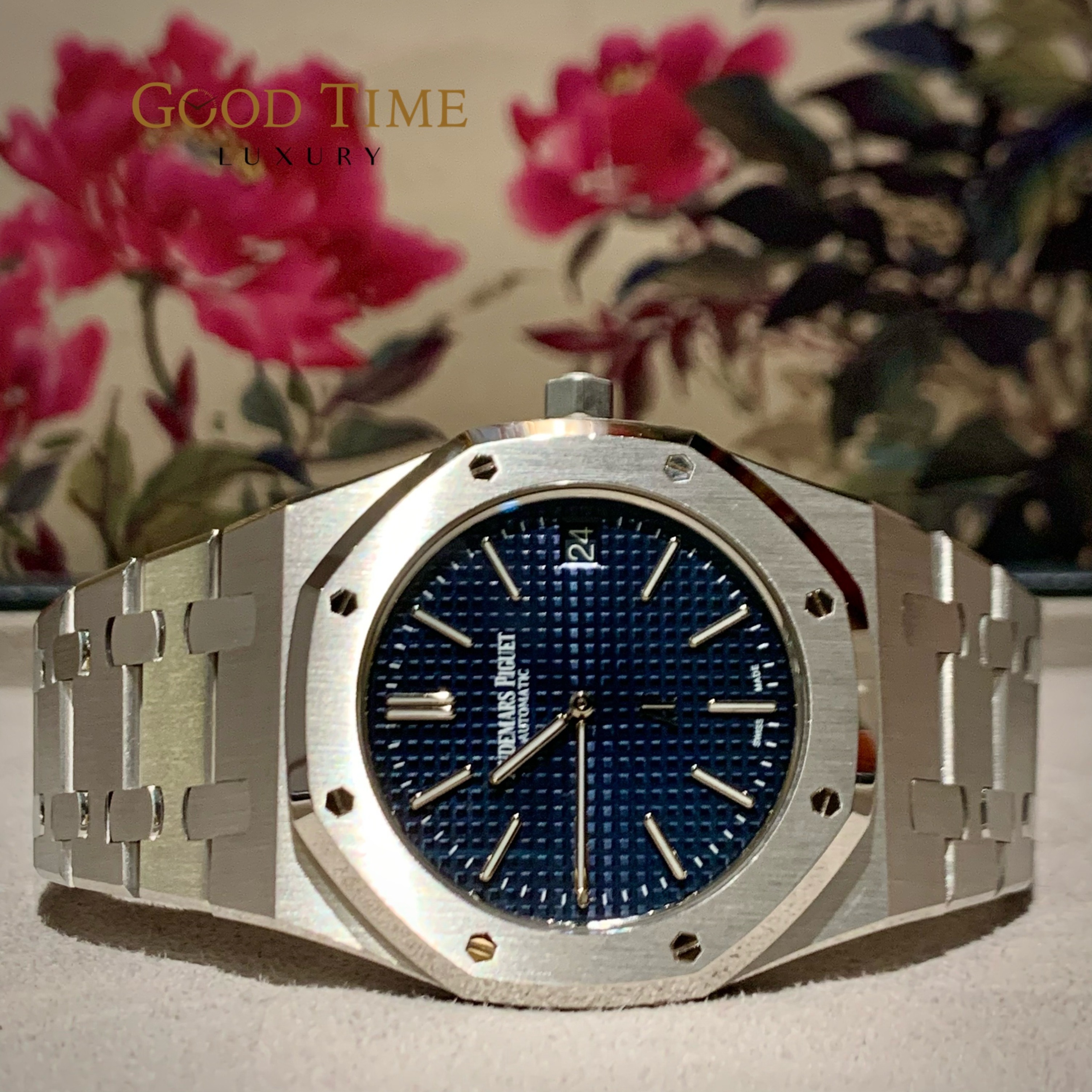 AP Serviced 12 23 Audemars Piguet 15202ST Ultra Thin Blue Dial