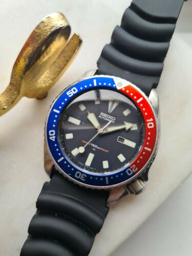 Vintage 1985 PEPSI SEIKO Diver AUTO 150M Watch 4205 015V 80s