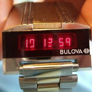 RARE 1977 Vintage Bulova COMPUTRON 254 DRIVERS N7 LED Watch! Boxed