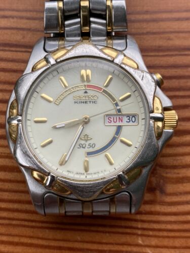 MEN S VINTAGE 39MM SEIKO KINETIC 5M43 0A50 WRIST WATCH NEEDS