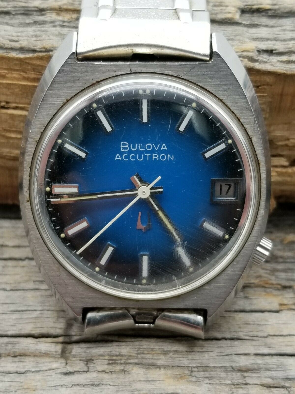 1973 Vintage Bulova 218 Accutron Men's Blue Dial Stainless Steel