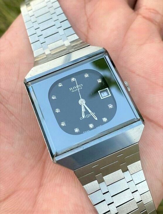 稼働品 RADO Diastar メンズ アナログ 711.0067.3N Rado Diastar Watch Men 30mm Black Dial Silver Date Octagon