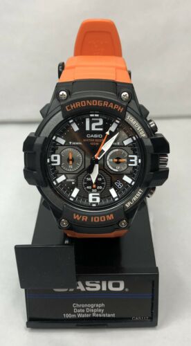 New CASIO Chronograph 100 M Water Resistant Watch (CAS117) Orange