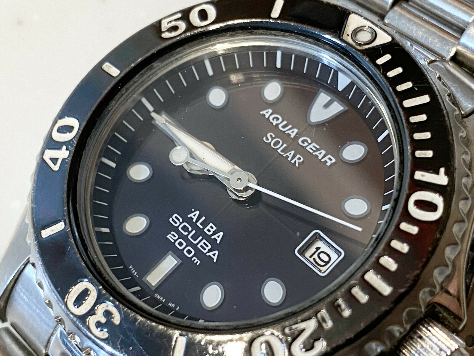 RARE VINTAGE SEIKO ALBA SOLAR AQUA GEAR SCUBA 200m V145-0J90 from