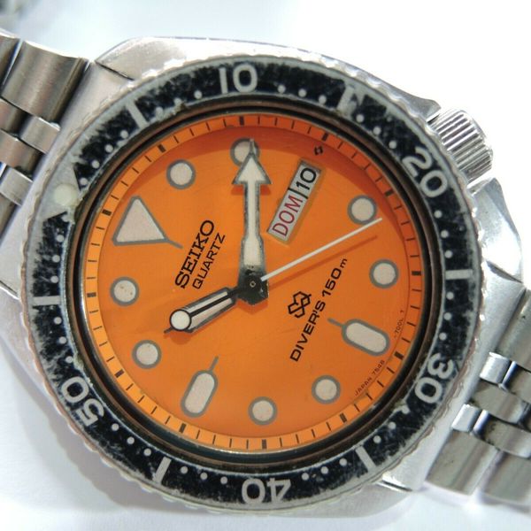 RARE VINTAGE SEIKO 7548-700A SQ DIVER'S 150M ORANGE DAY/DATE