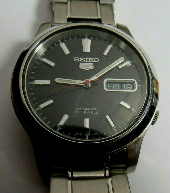 VINTAGE MENS 21'J SEIKO 5 AUTOMATIC MODEL 7S26 - 02J0 [A4] WATCH BLACK DIAL  RUNS | WatchCharts