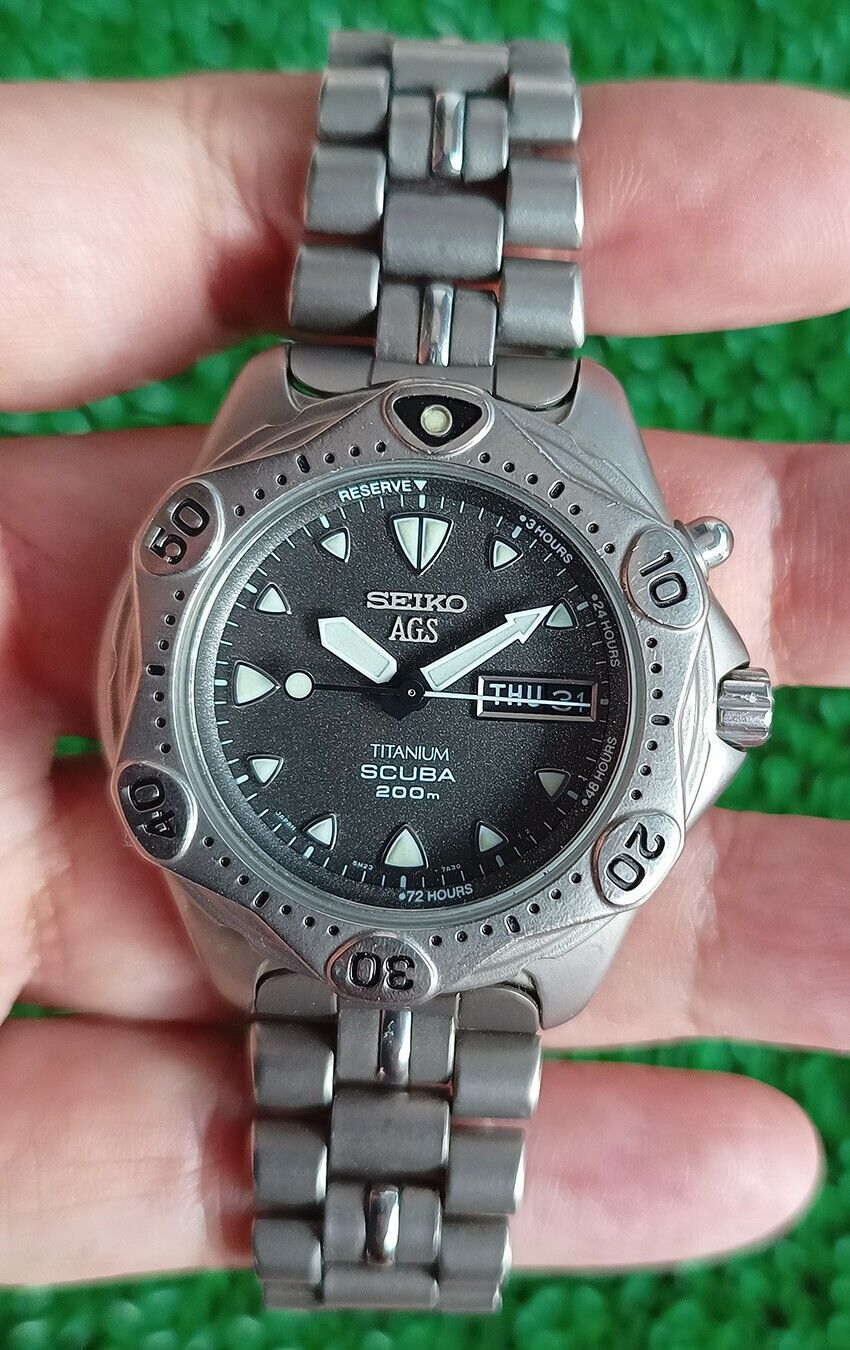 NICE&RARE SEIKO AGS TITANIUM KINETIC 5M23-7A31 STARFISH SCUBA 200M