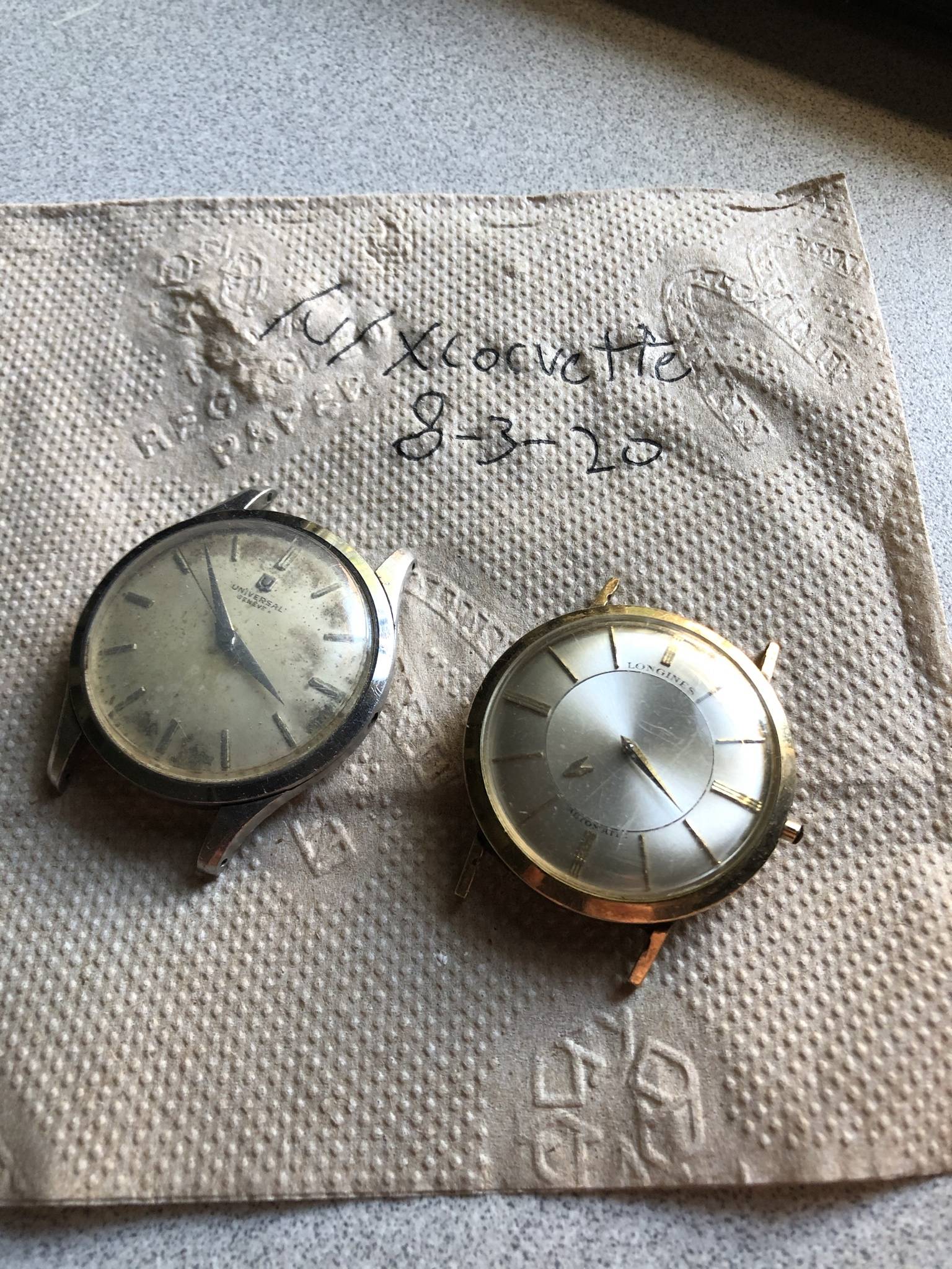 WTS Longines and Universal Geneva NEED WORK 75 Shipped