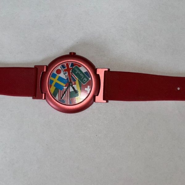 Montre Bracelet United Colors Of Benetton Vintage 1991 - Bracelet Velours Violet Double Bride - Occasion