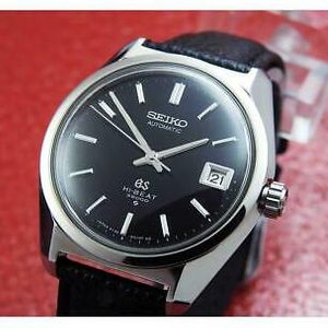 Mens GRAND SEIKO HI-BEAT 36000 Steel Black Dial Automatic
