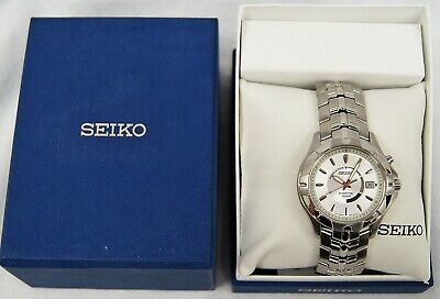 SEIKO KINETIC 5M62 0BT0 Silver Tone Dial Stainless Automatic Watch