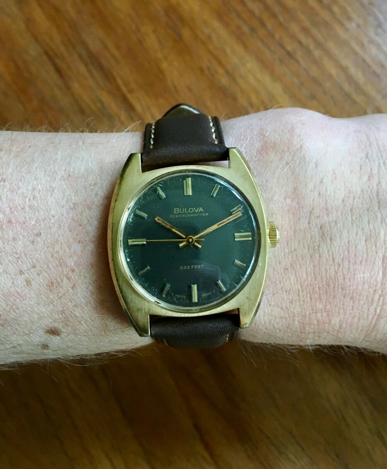 Vintage Bulova Oceanographer 333 Feet Gold Plated Manual