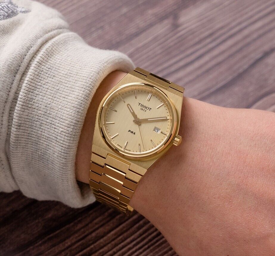 New Tissot PRX Gold Steel 40mm Swiss Quartz Watch T1374103302100 