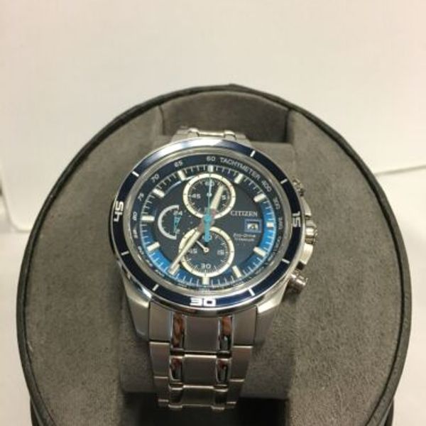 CITIZEN TI+IP Titanium Chronograph Blue Dial Men's Watch CA0349-51L ...