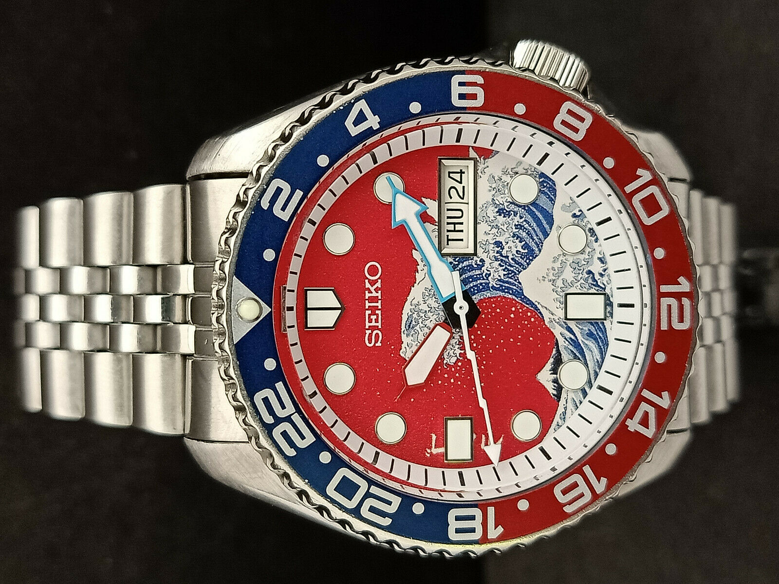 SEIKO DIVER 7S26-0020 SKX007 RED KANAGAWA GODZILLA MOD AUTOMATIC
