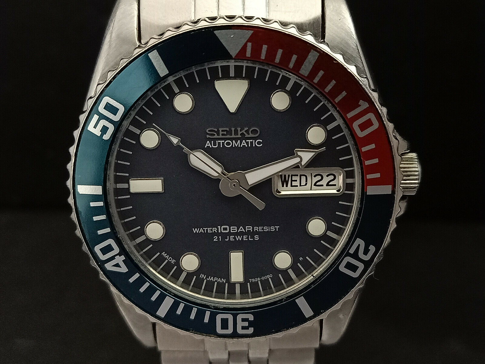 お*み様 SEIKO 7S26-0050 DIVER 10BAR automat SEIKO Diver's Watch 7S26-0050 AUTOMATIC Windshield damaged