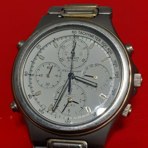 SEIKO 7T44 6A00 TITANIUM CHRONOGRAPH ALARM WATCH IN GREAT