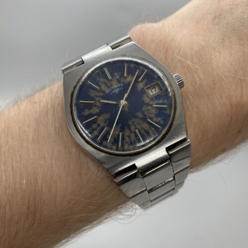 Rotary Swiss Mechanical Hand Wind Vintage Date Watch - Running