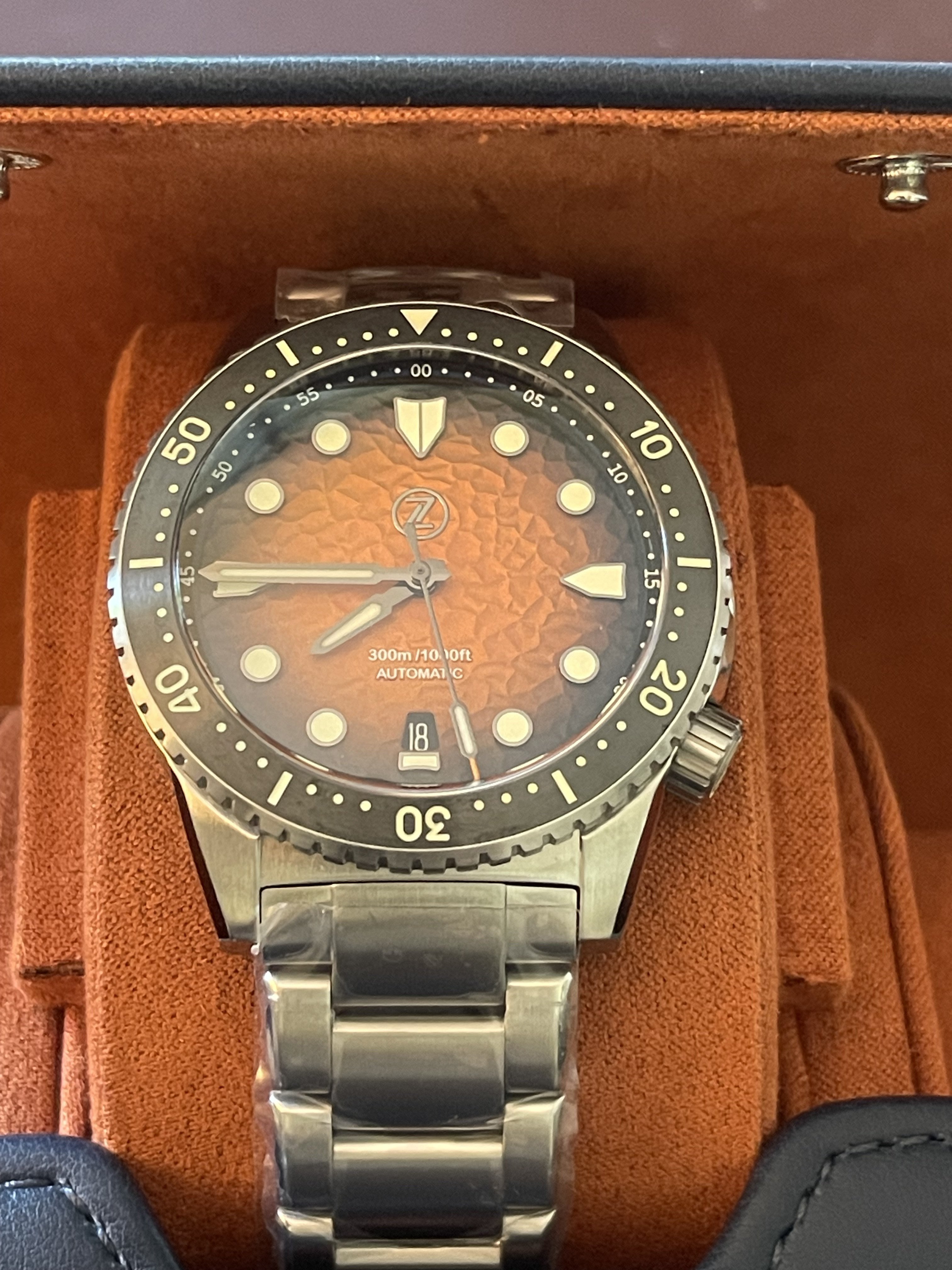 535 USD Zelos Mako Hammered Orange BNIB WatchCharts Marketplace