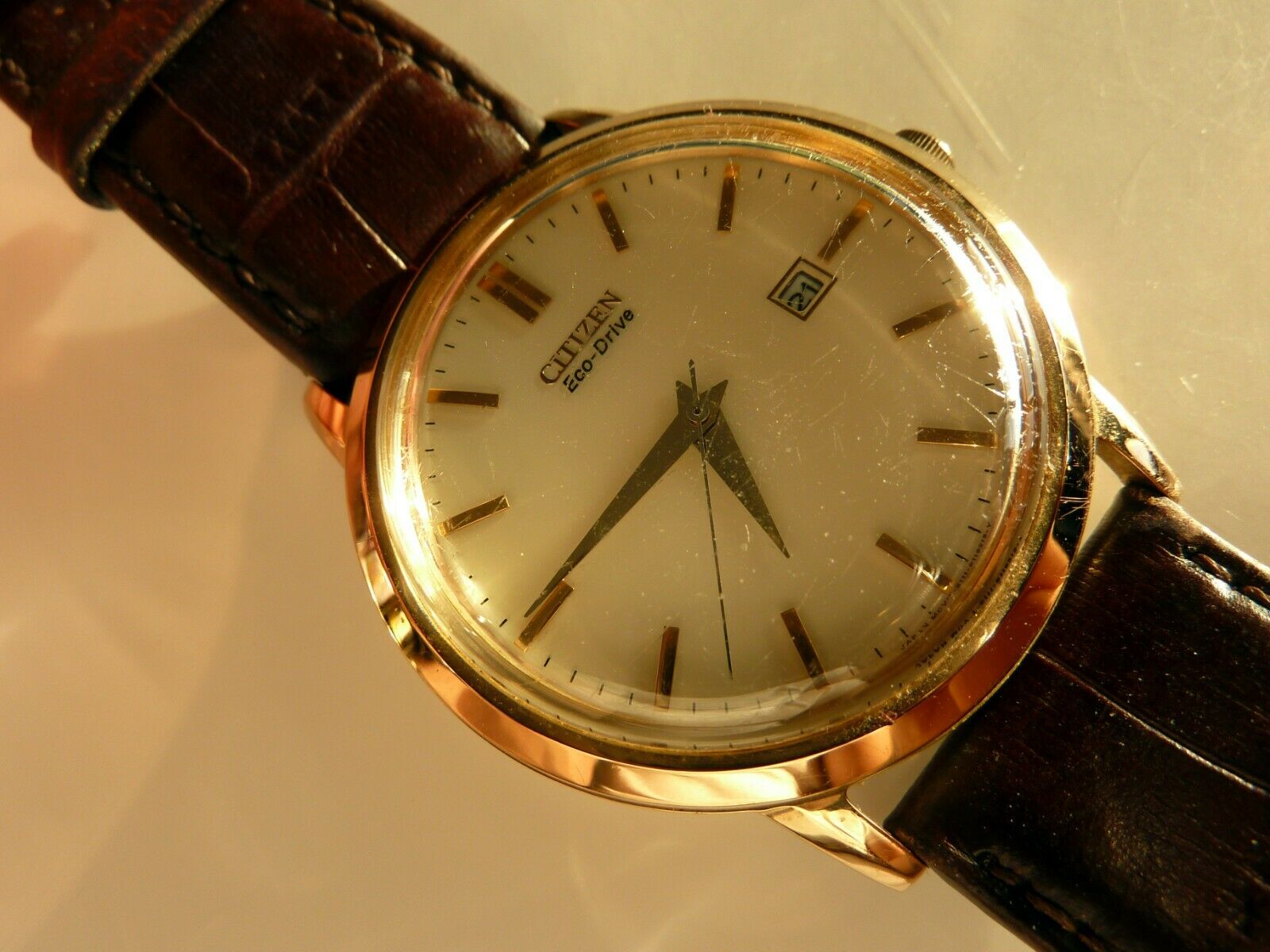 Gents Citizen Eco Drive Solar Powered Gold Plated Watch E111