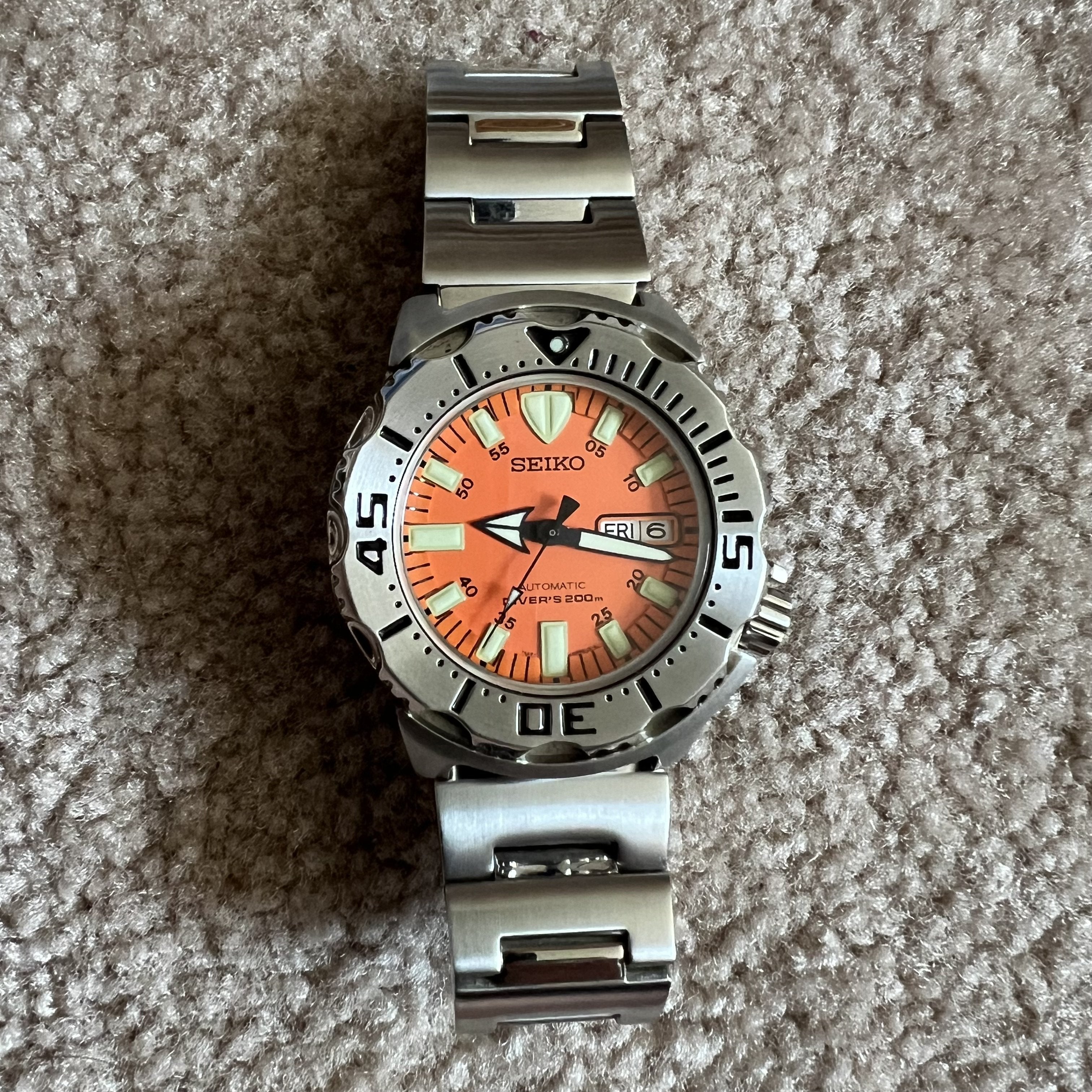 New Orange Seiko Field Monster Superior SRP443k1 RARE Box 4r35 S/S Bracelet  | WatchCharts