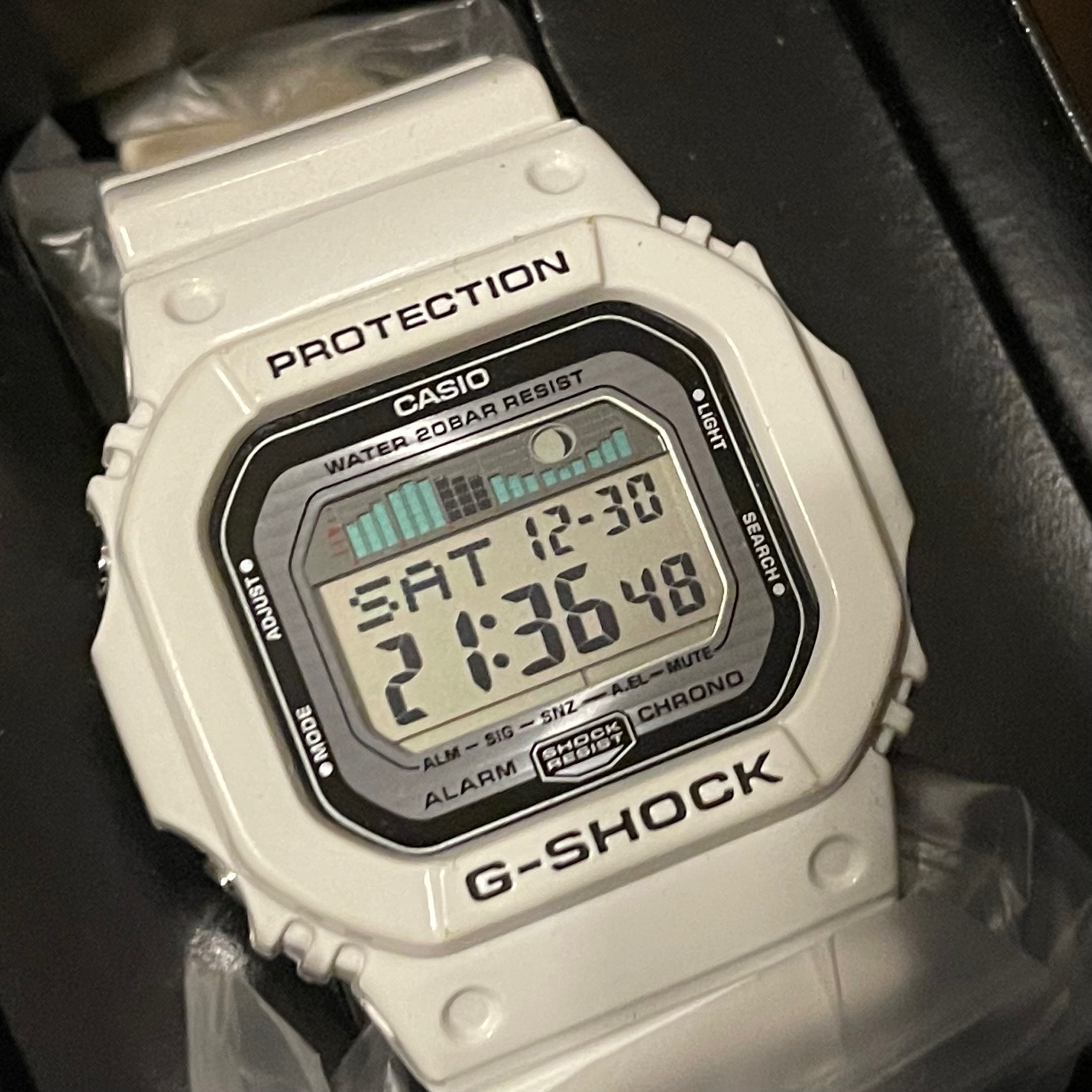 Casio WatchCharts GLX-5600-7 w/Full | Digital G-Lide WTS] Graph Watch Kit 5600 G-Shock Tide & Moon White Square
