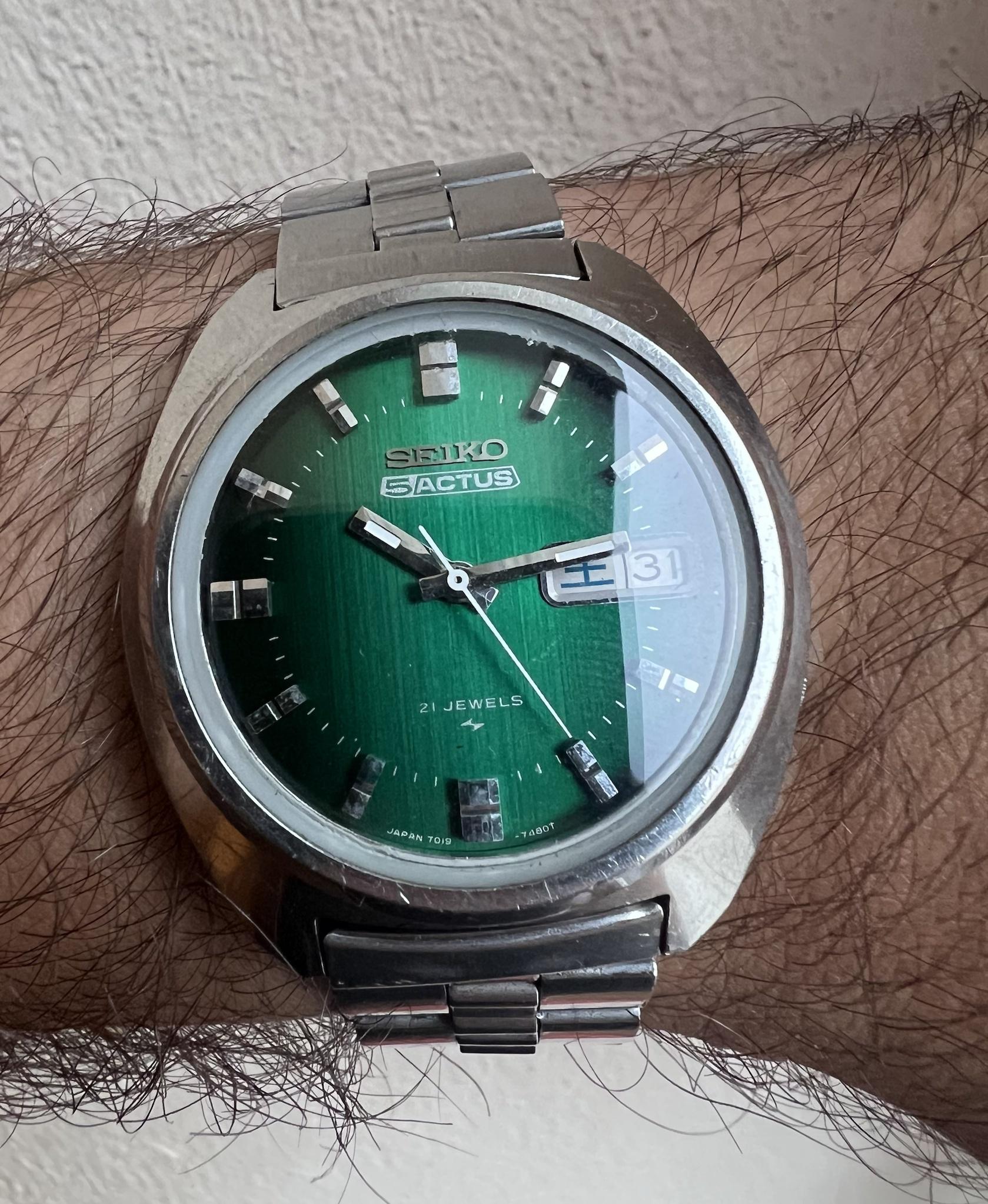 WTS] SEIKO 5 Actus 7019-7350 Auto Green Dial – ALL ORIGINAL, SERVICED ~  $140 | WatchCharts Marketplace