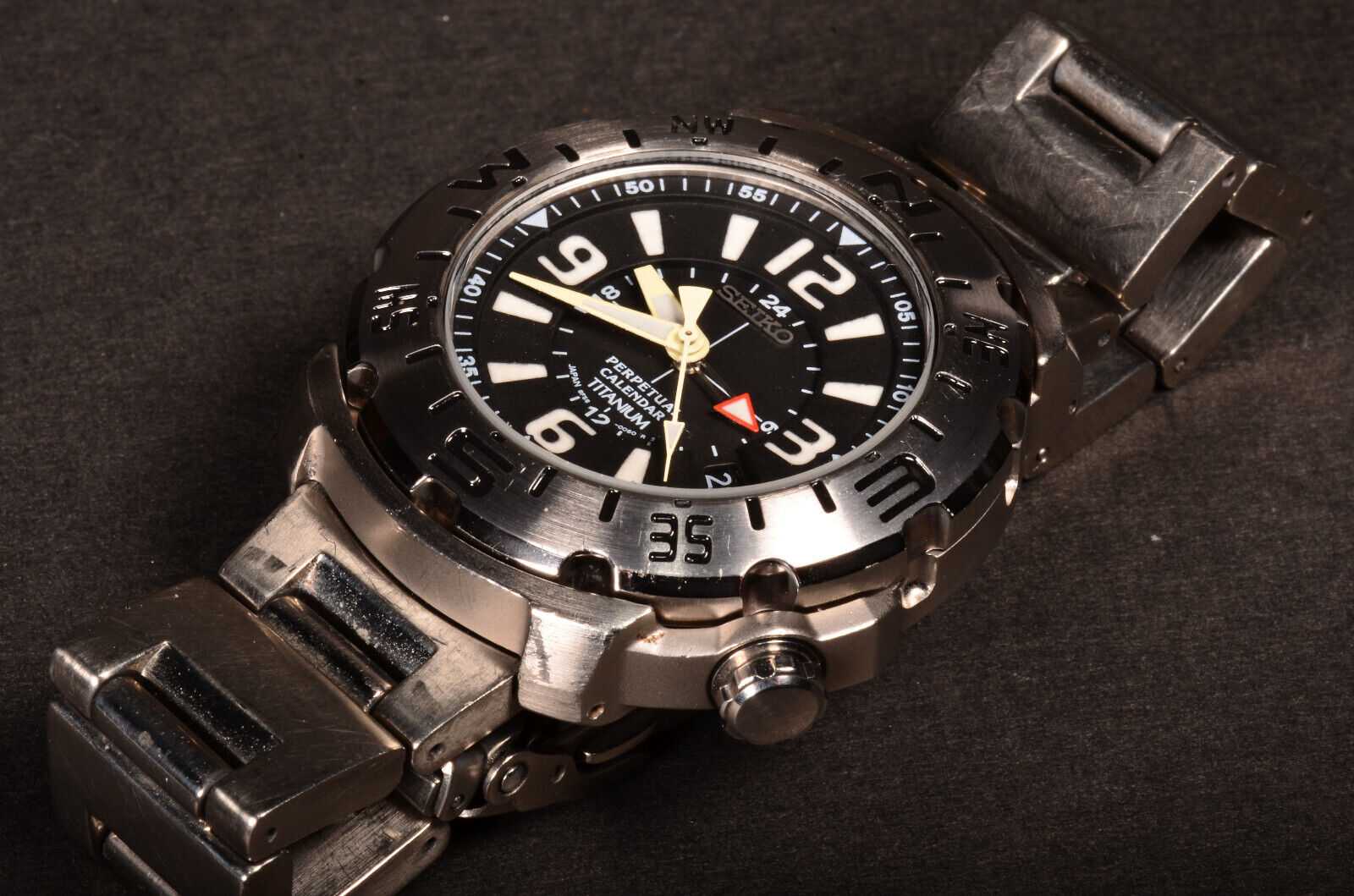 Seiko 8F56-0070 Landtrek SBCJ009 GMT Perpetual Prospex Titanium 
