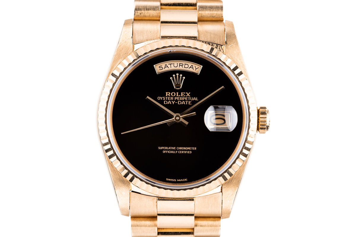 Rolex day date 2024 president black onyx dial