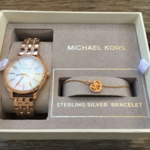 MICHAEL Lexington Rose Gold-Tone Watch and Bracelet Set MK4493 WatchCharts