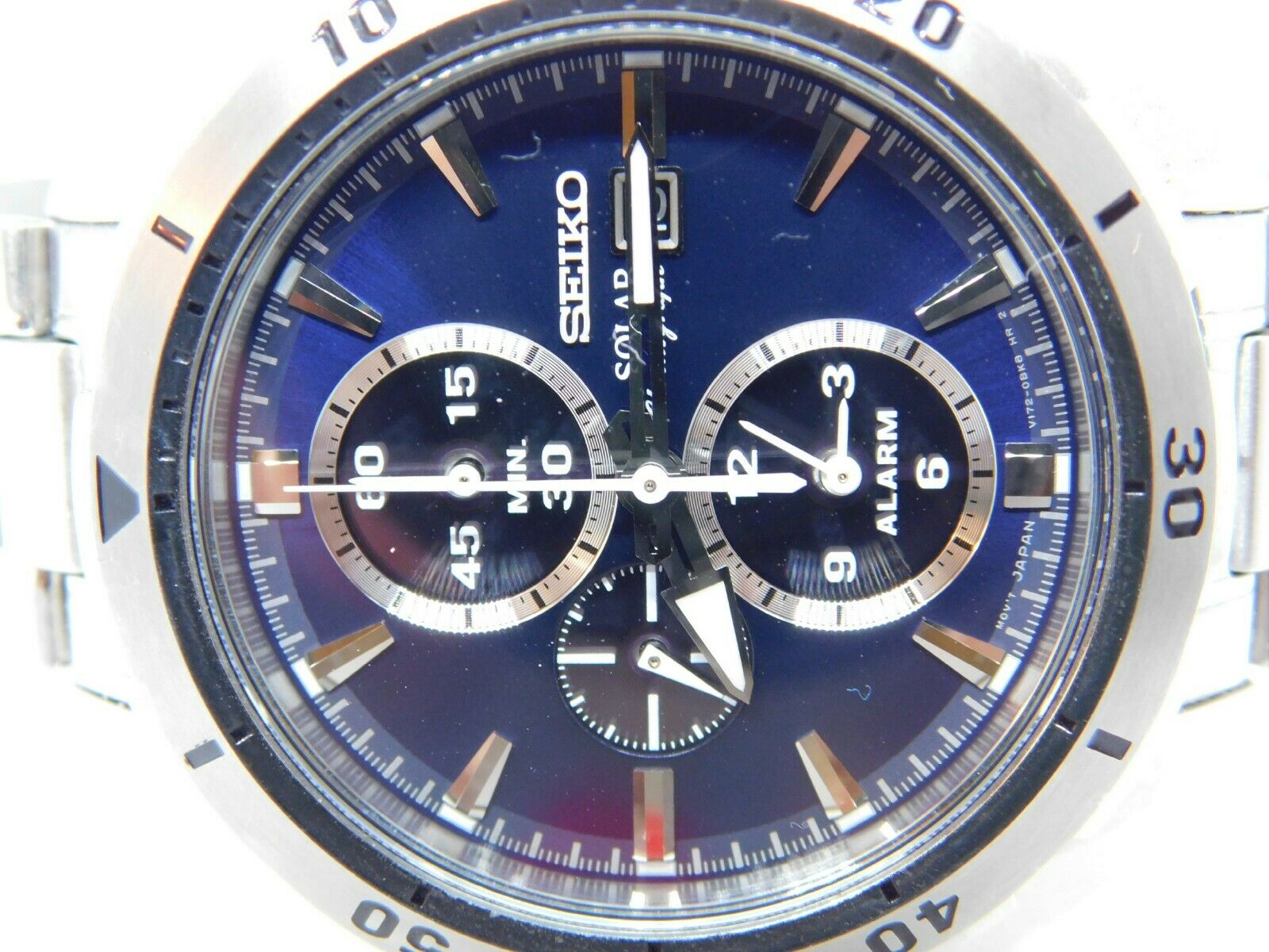 Seiko Solar V172-0BB0 Alarm Chronograph Quartz Analog Men