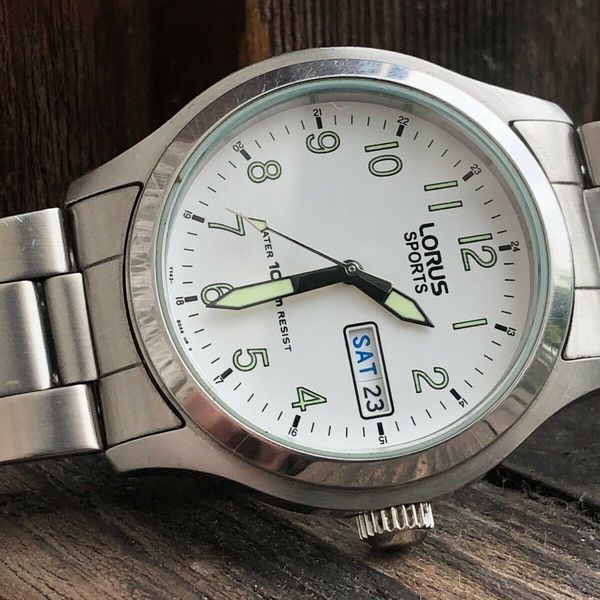 AUTHENTIC Vintage Gents LORUS SPORTS VX43X018 12/24 HR Military Day