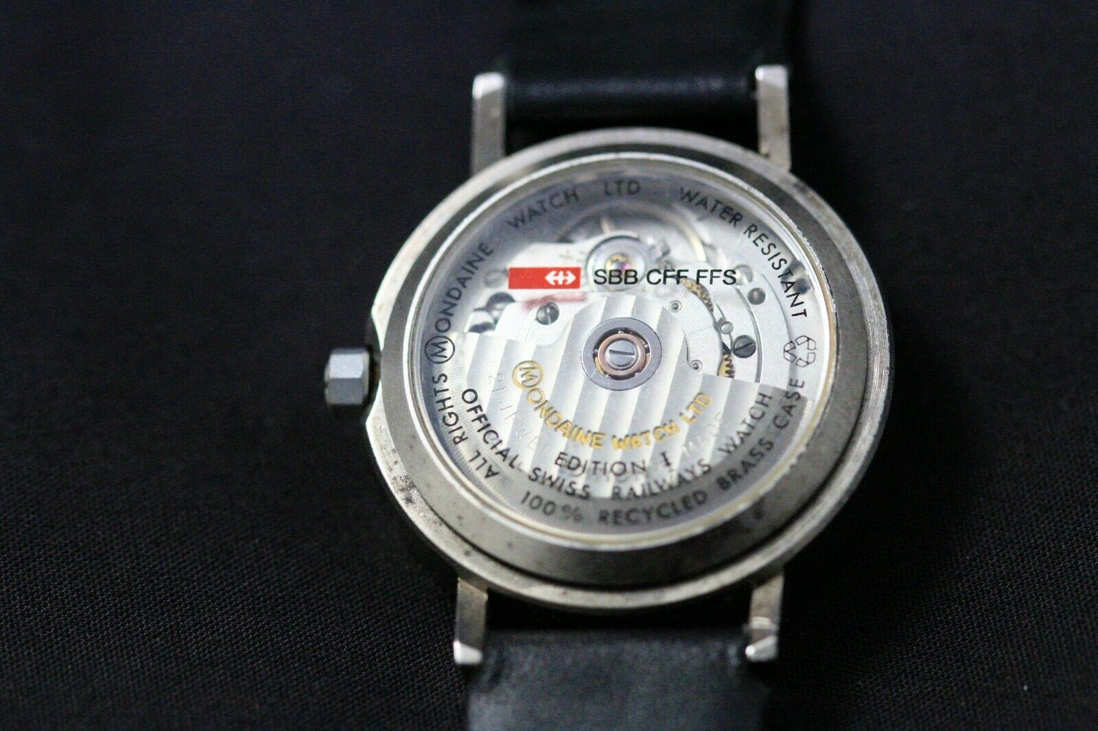 VINTAGE SBB CFF FFS MONDAINE ECOMATIC AUTOMATIC STAINLESS STEEL 