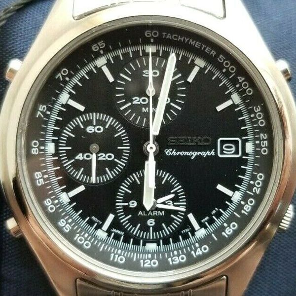 Seiko Chronograph Black Dial Quartz 7T32-7C60 SDW729P1 Alarm
