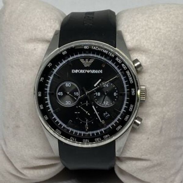 Emporio Armani AR-5977 Men's Black Rubber Analog Dial Quartz Genuine ...