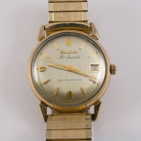Vintage 1964 Bulova 10k Gold Filled Self Winding 30 Jewel Date Watch ...