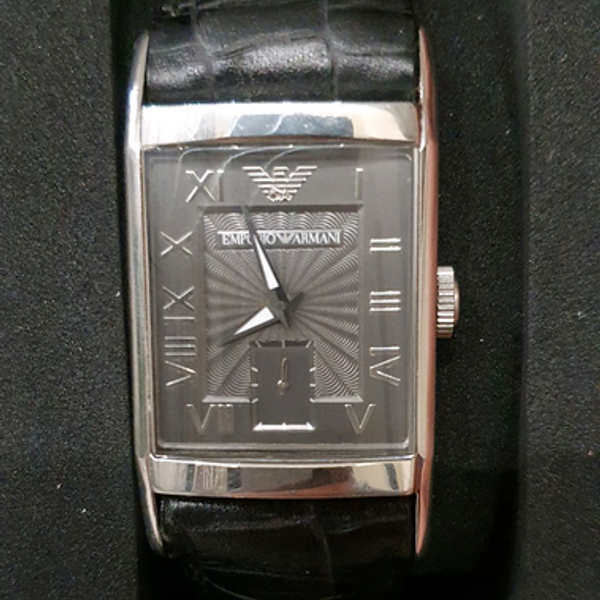 NEW LADIES EMPORIO ARMANI BLACK CROC LEATHER STRAP WATCH