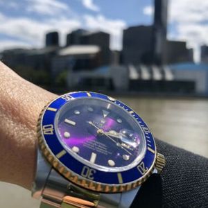 Rolex Submariner Date Blue 16613LB X Rolesor 2 tone PURPLE full set ORIG VINTAGE WatchCharts