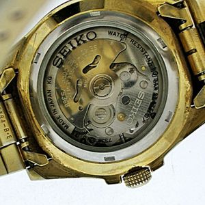 CLASSIC SEIKO 7S36 02L0 MENS SEE THRU AUTOMATIC DAY DATE GOLD