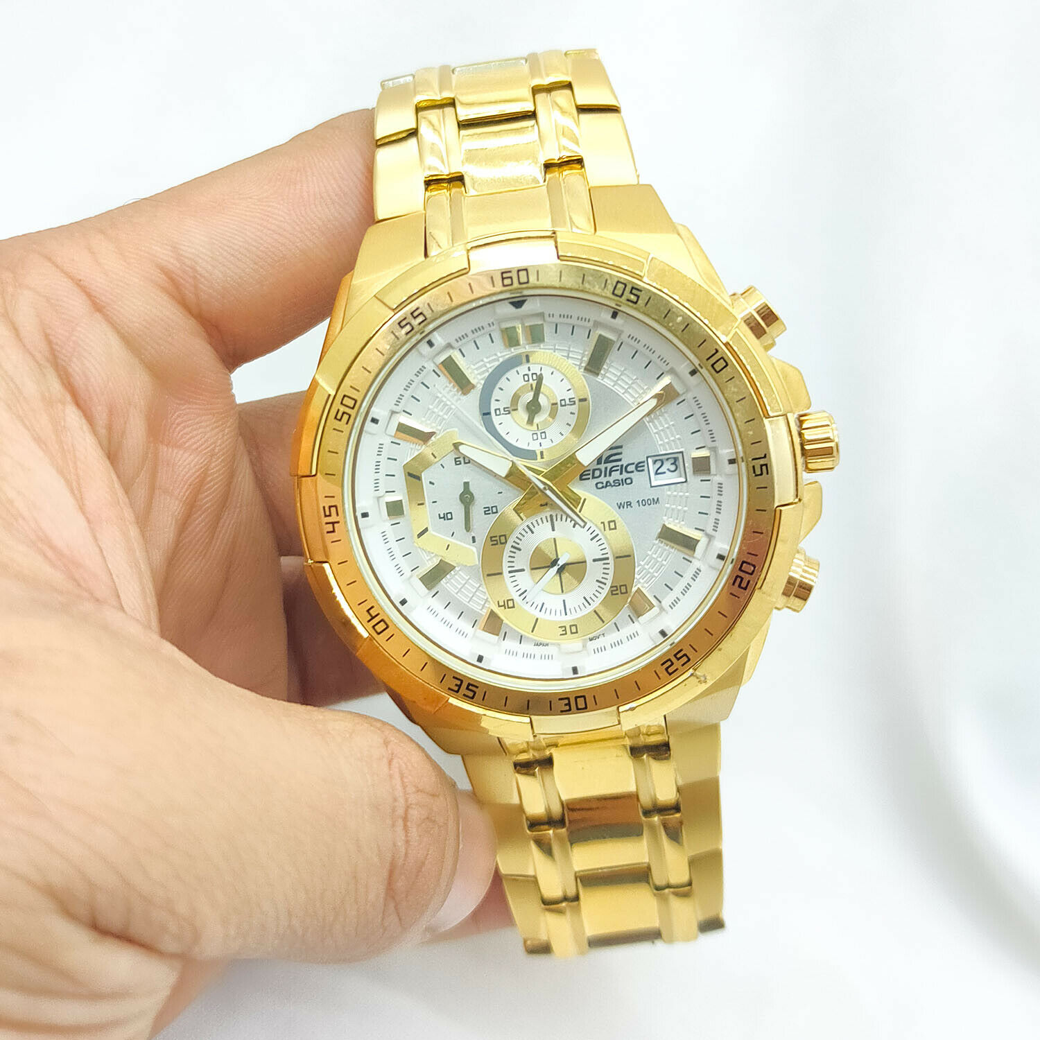 New Old Stock Casio Edifice EFR 539 AV Gold Plated Chronograph