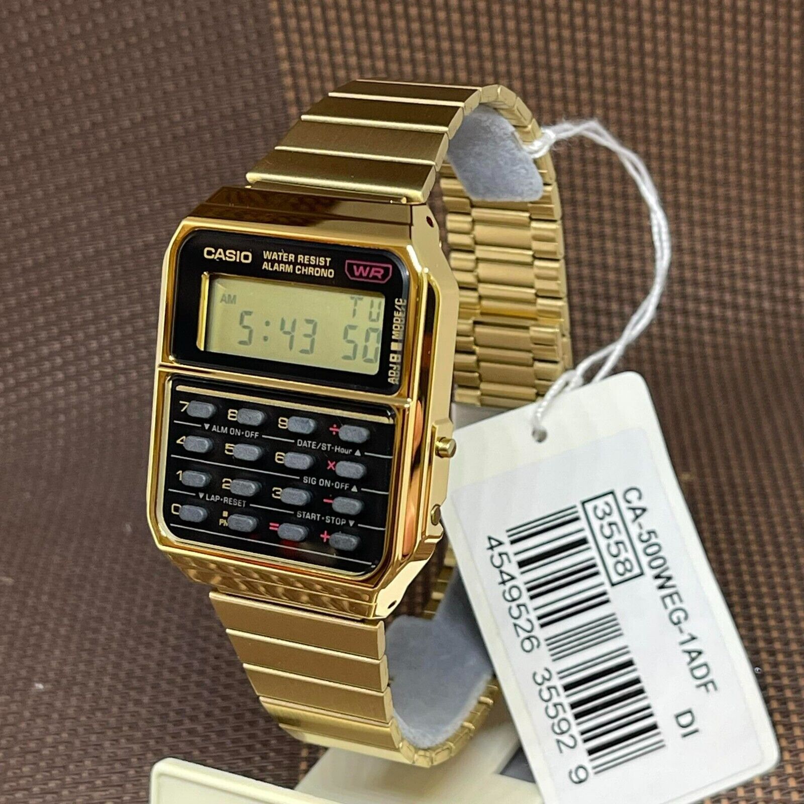 Casio Vintage CA-500WEG-1A Gold Stainless Steel Calculator Digital 