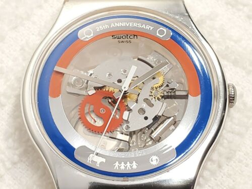 Swatch AG 2014 Swiss Made Skeleton Watch 25th Anniversary Red Blue