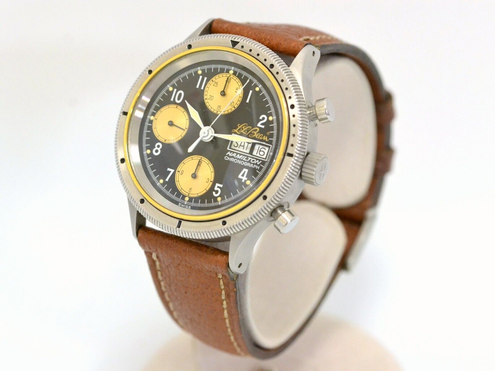 Vintage Hamilton LL Bean Automatic Chronograph Watch Valjoux 7750 With  Original Case